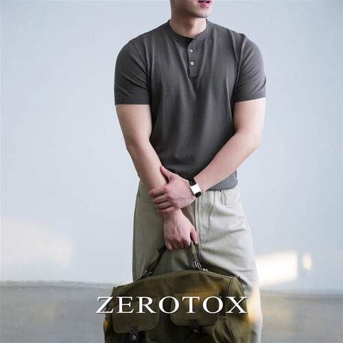 GZX ZEROTOX 美式亨利领 复古针织Polo修身型男短袖简约舒适