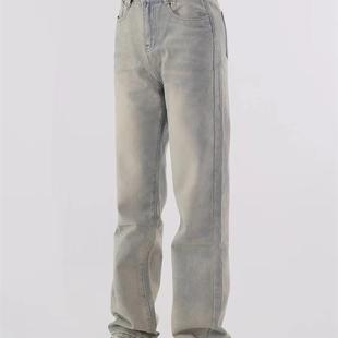 清仓价-Promiseme美式复古做旧黄泥染牛仔裤男女长裤不退不换