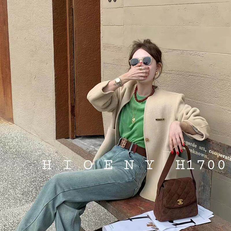 欧货春秋哈妮牛仔裤女显瘦高腰窄版阔腿直筒裤浅色加绒加厚冬款