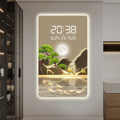 青松常在电子挂钟万年历装 饰画钟表2025新款 夜光电视格栅挂墙时钟