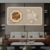 国色天香电子钟万年历时钟中古风客饭厅家用时尚 日历挂墙夜光挂钟
