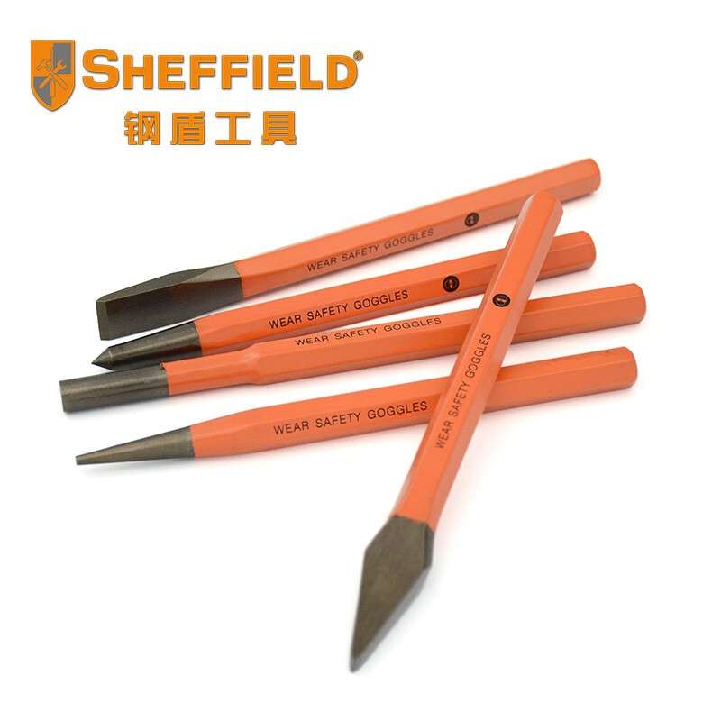 钢盾S080001- S080004 高硬度3/5/6件套石工凿样冲中心冲钎头钻孔