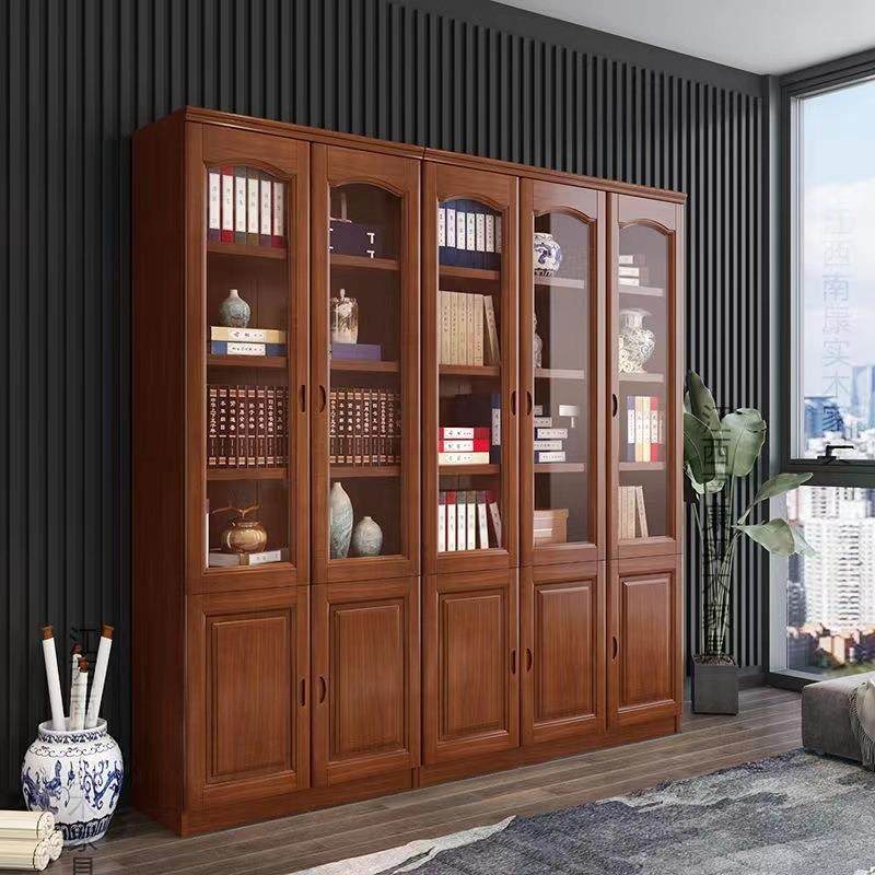 实木落地书柜带玻璃门一体简约中式书架客厅现代书橱办公室文件柜,商业/办公家具,办公储物柜,淘宝优惠券,粉丝福利购,淘宝优惠卷