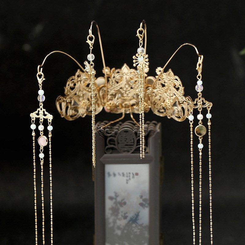 速发古风a汉服头饰发冠顶簪秀禾新娘凤冠步摇流苏发簪古装全套配