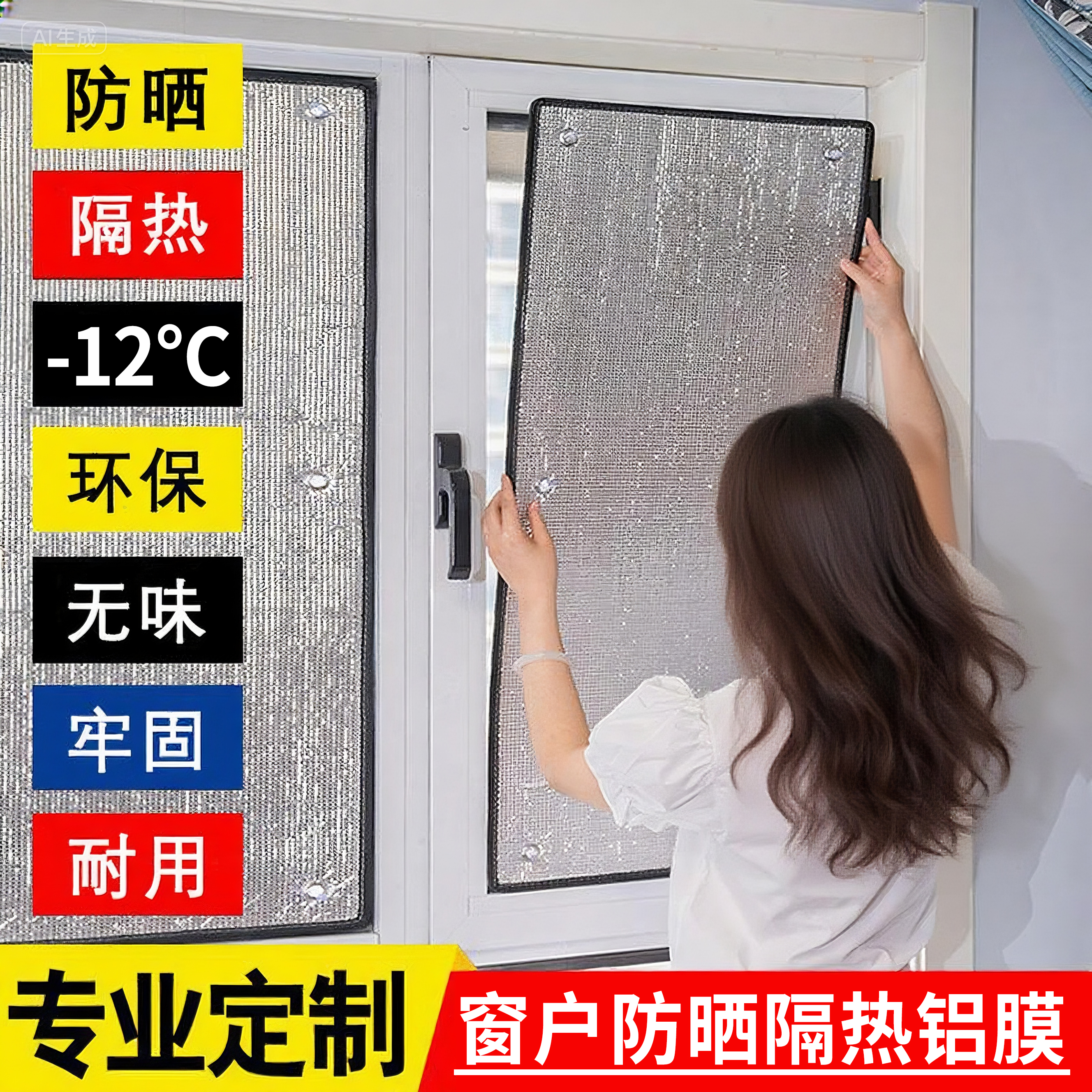 窗户防晒隔热膜阳光房遮光遮阳自粘挡阳帘阳台玻璃铝箔板加厚神器