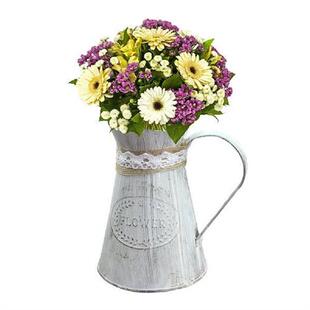 新品Watering Cans nFlowers Bucket Barrel Metal Vases Vintage