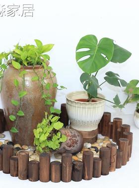 极速阳台花园造景道具商场木栅栏花坛H围栏幼儿园室内装饰木桩摆