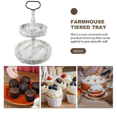 极速Birthday Cake Wood Tier Tray Farmhouse Modern KitcZhen D