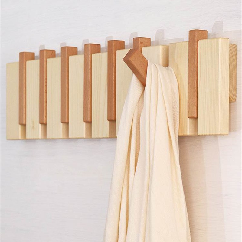 极速实木挂钩玄关入户卧室挂衣钩墙上木I质挂衣架壁挂创意墙壁衣