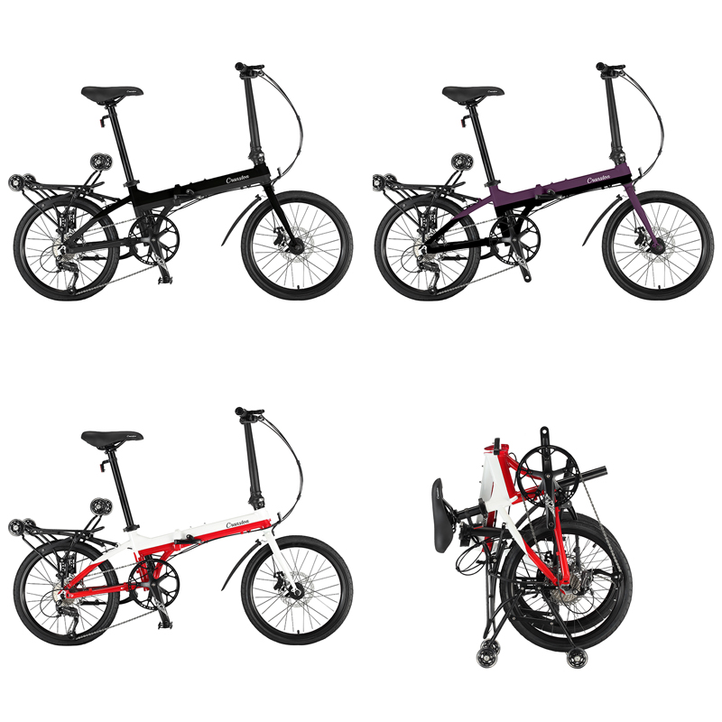 极速20/22寸直管10速铝合金折叠自行车451轮组R男女士儿童油碟脚