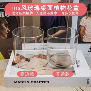 极速简约水培玻璃花盆圆形正方z形透明郁金香种球摆件水培植物器