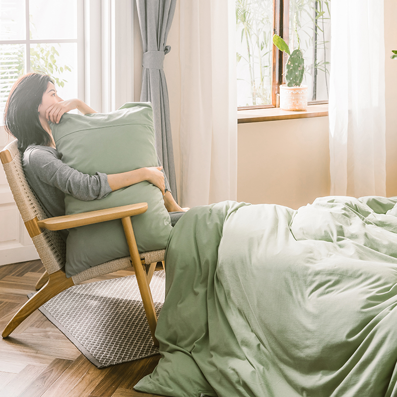 极速insc天竺棉全棉裸睡四件套 纯色简约亲肤1.5米 1.8M 床上用品