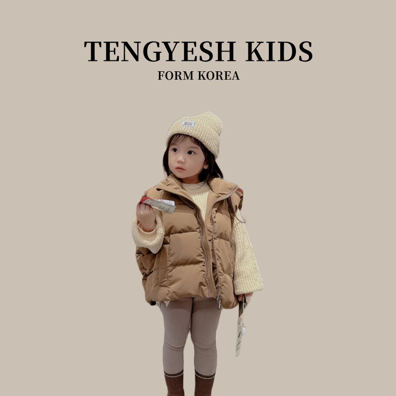 极速韩国TENhGYESH女童马甲2023秋冬新款女宝宝洋派外穿背心冬季