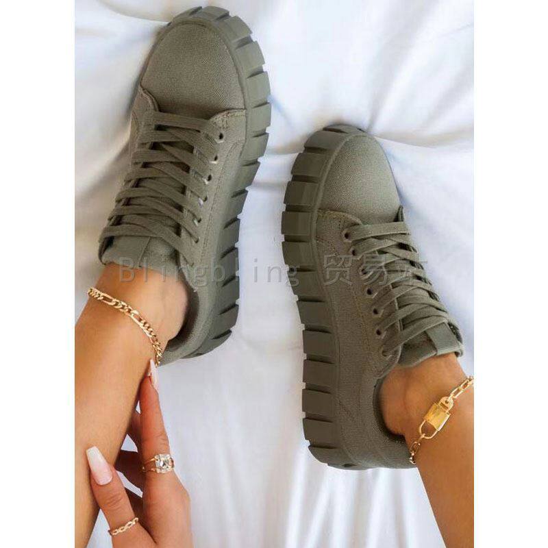 极速Plus size 36-43 Lace-up canvas shHoes Woman Sneakers pla