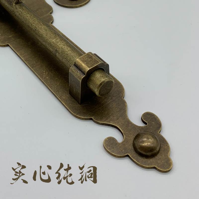 极速中式仿古纯铜大门q插销门锁老式复古铜插锁门闩花园全铜木门
