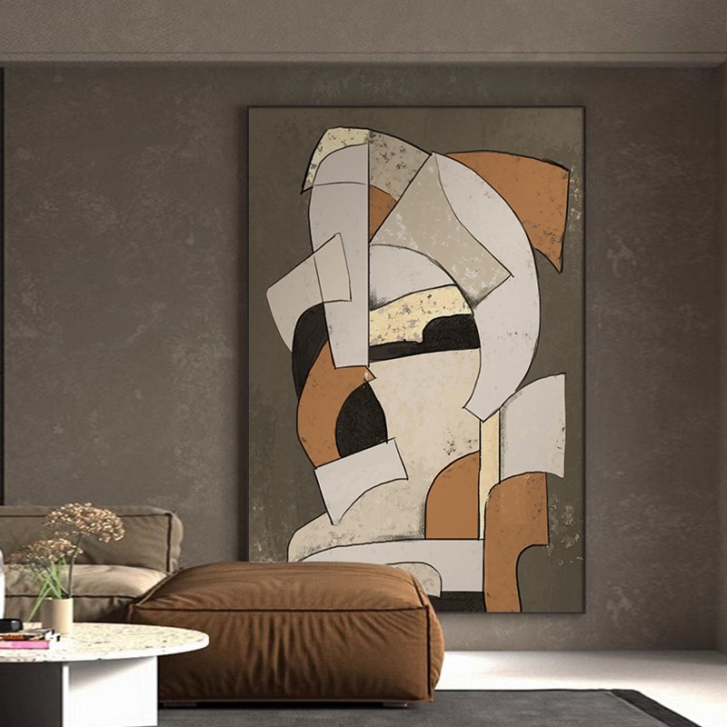 极速抽象人物客厅沙发背景装饰y画创意个性大幅落地画肌理玄关走图片