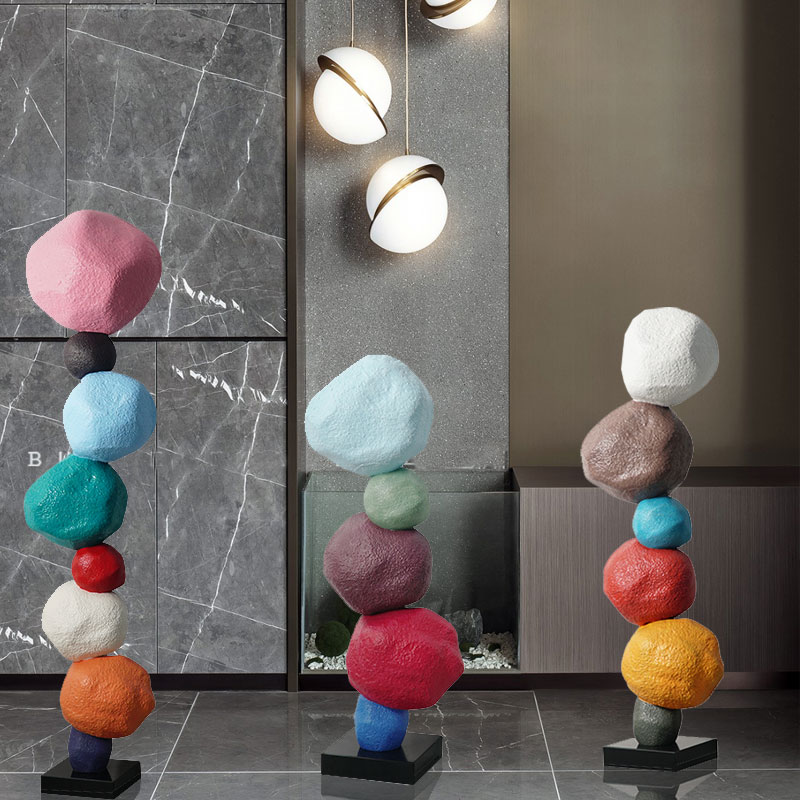 极速落地玻璃钢抽象雕塑仿石头摆件售楼处酒店民宿样X板房间装置