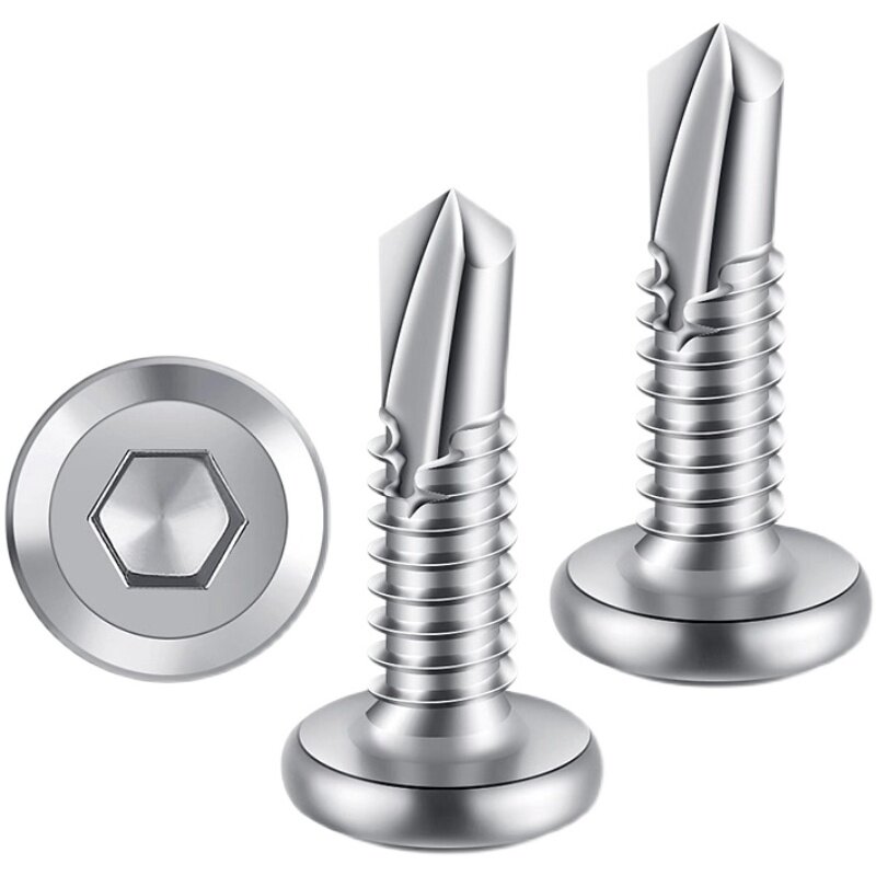 极速整盒 410不锈钢平头内w六角钻尾螺丝护栏专用倒边自攻自钻燕