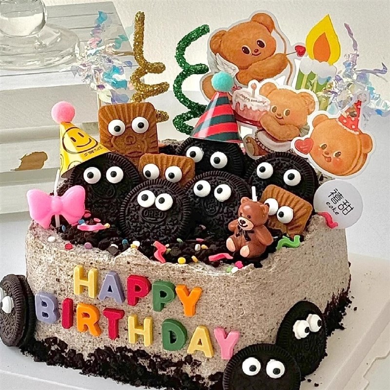 极速insd简约网红蛋糕装饰摆件眼睛眼珠糖奥利奥饼干生日装扮烘焙
