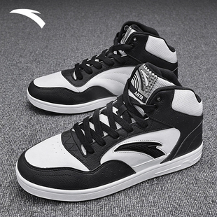 安踏高帮板鞋女2026春季新款复古百搭轻便软底初中学生运动休闲鞋