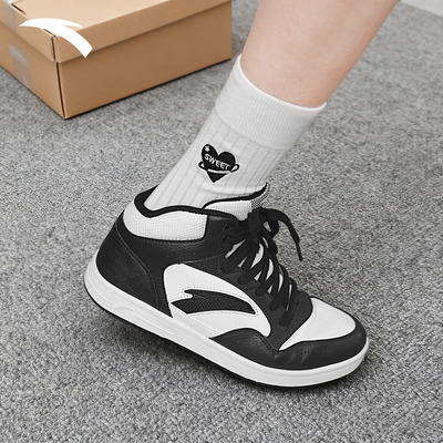 安踏高帮板鞋女2025新款软底回弹