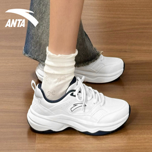 网球风休闲鞋 学生小白鞋 2025冬季 革面白色运动鞋 新款 安踏ACE2女鞋