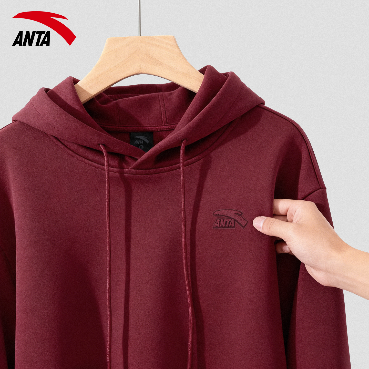 安踏连帽卫衣针织运动宽松女装