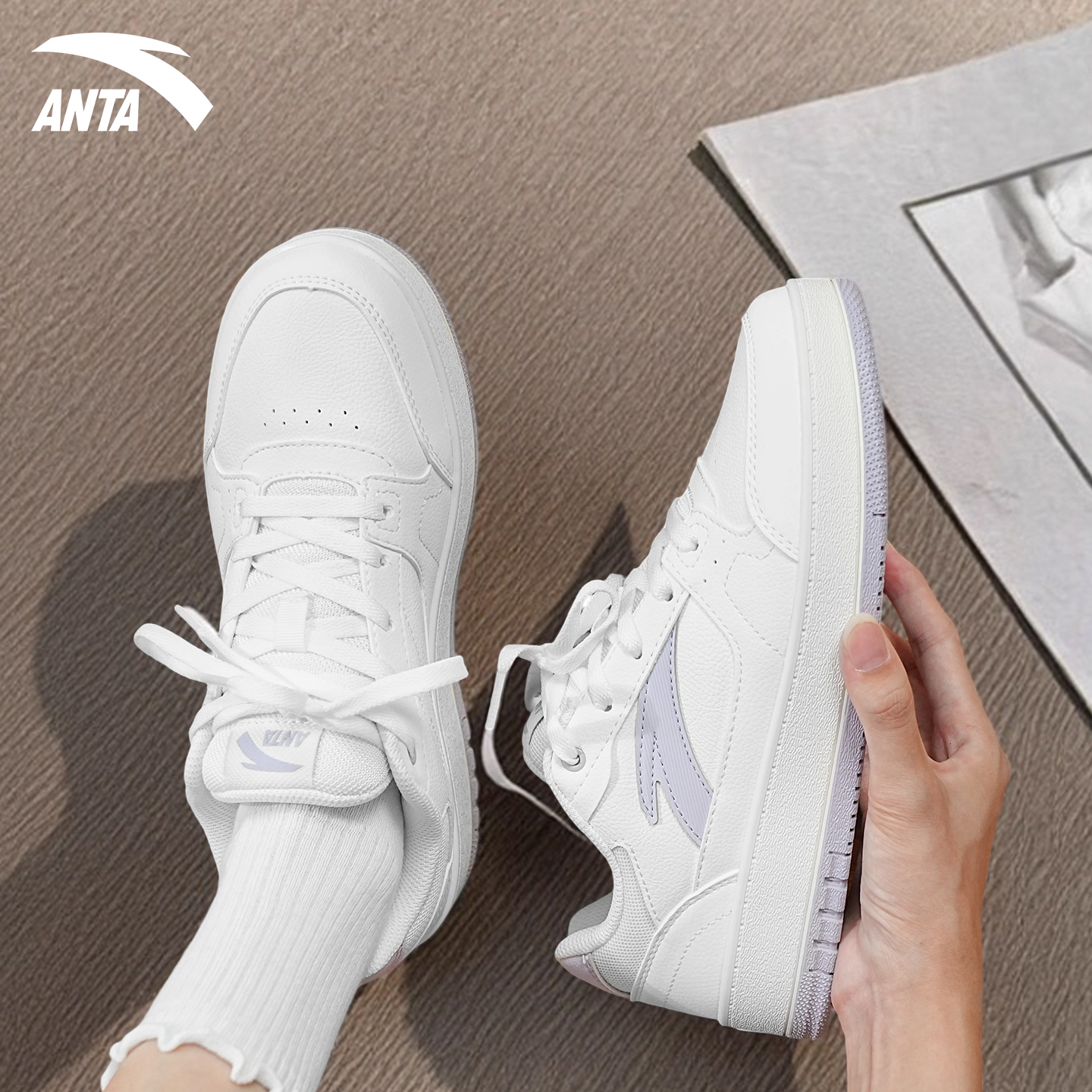 安踏元年2板鞋女小白鞋运动鞋