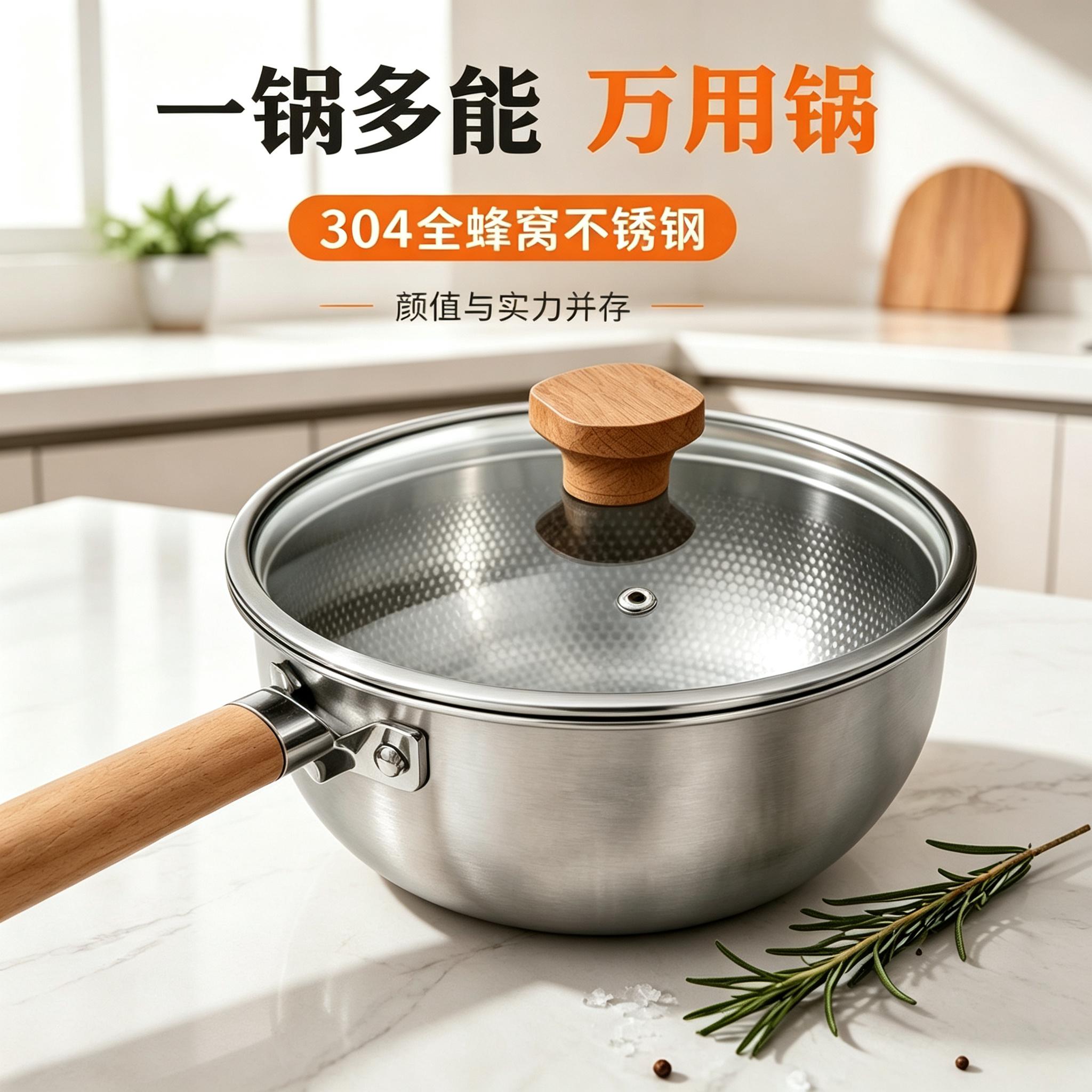 雪平锅304不锈钢无涂层泡面锅宝宝辅食奶锅家用一人食汤锅小奶锅