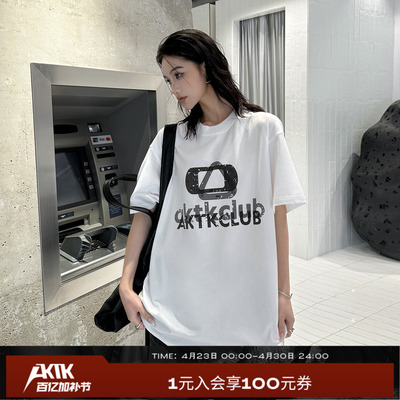 AKTK【余宇涵、朱志鑫明星同款】25 LOGO印花短袖宽松无性别T恤