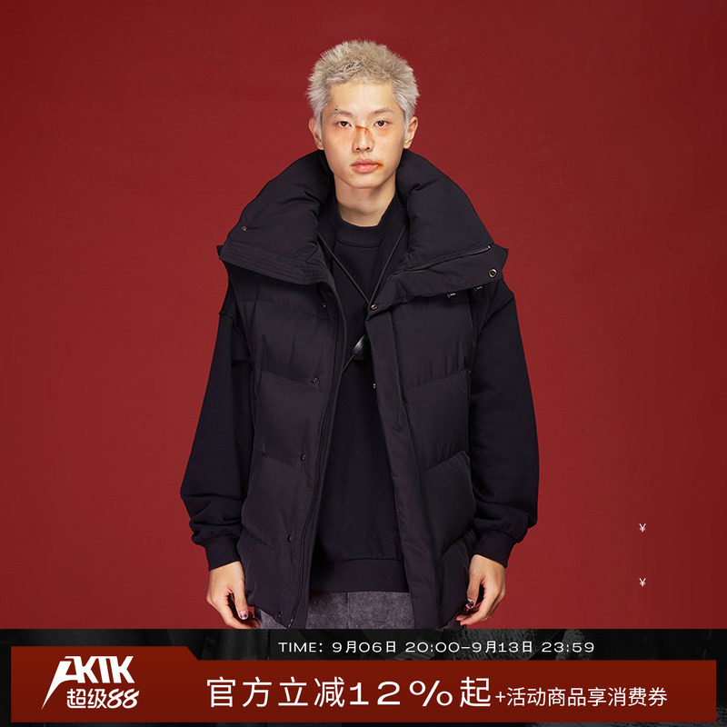 AKTK羽绒服秋冬新品设计感男女款白鸭绒廓形黑色显瘦百搭马夹