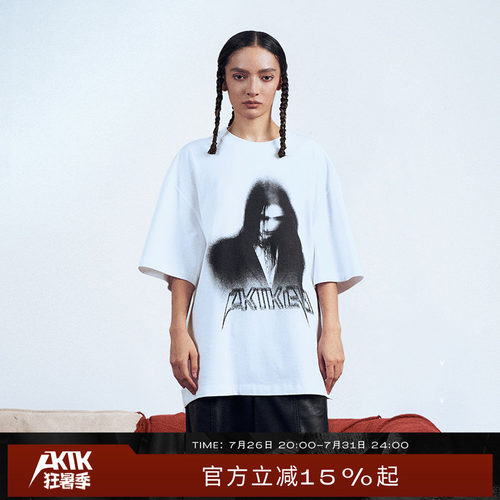 AKTK低保真人像印花T恤