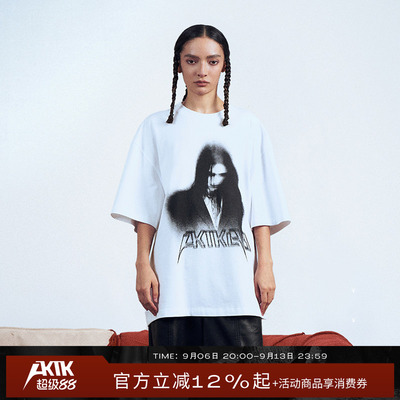 AKTK低保真人像印花T恤