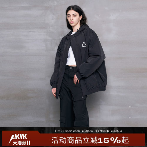 AKTK冬季新款  LOGO三角牌连帽外套