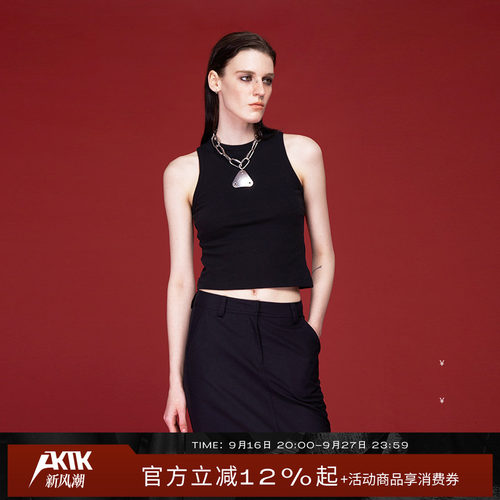 AKTK背心 Reverse play 先锋设计 金属扣修身显瘦百搭打底背心女