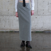 2024冬季 新品 毛呢高级感深灰色西装 AKTK半身裙 半裙长款