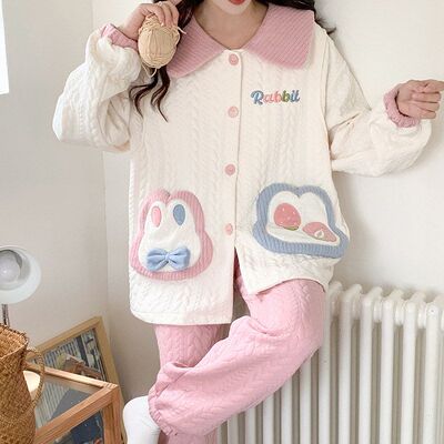 预产期11月份月子服冬季产后哺乳12加厚空气棉孕妇睡衣春秋不勒肚
