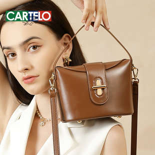 新款潮都市简约真皮女包2025斜挎包女包轻奢小众高级感胶囊锁扣包