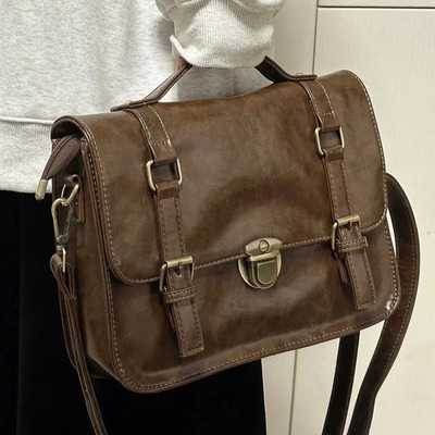 秋冬复古搭扣邮差包日系jk制服包