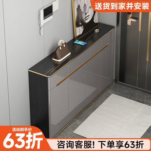 家用门口大容量鞋柜轻奢高级感入户玄关柜一体岩板储物柜2025爆款