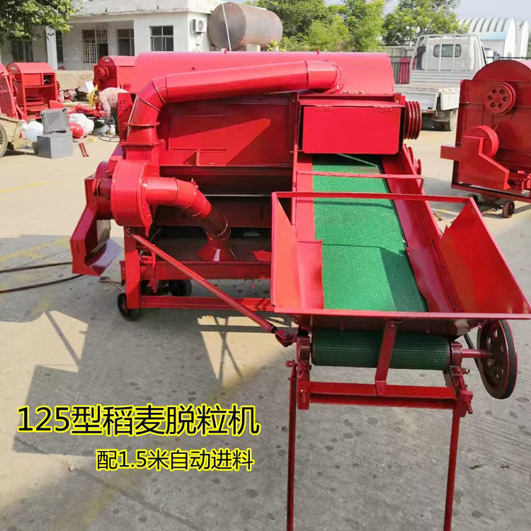125型稻麦脱粒机苦豆子脱粒机柴电两用稻谷打粒机出口水稻脱粒机