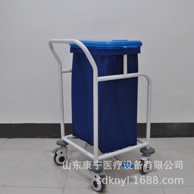 医院双桶分类垃圾车布草车扫床车钢制晨间护理车不锈钢污物车