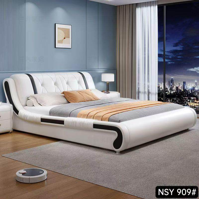 北欧床现代简约榻榻米双人床主卧轻奢1.5米软包大床卧室极简,住宅家具,皮艺床,淘宝优惠券,粉丝福利购,淘宝优惠卷