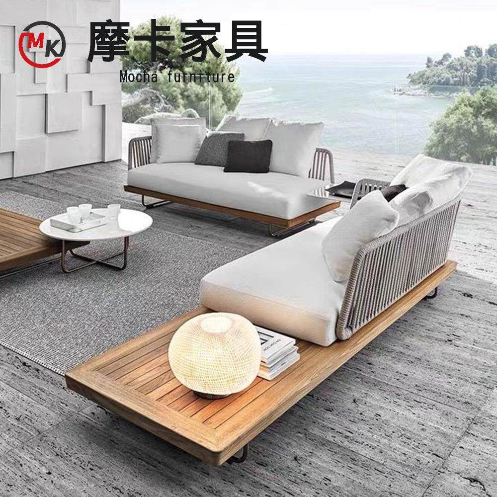 户外沙发客厅庭院藤编休闲藤椅海绵防水布原木风家具柚木实木沙发,住宅家具,户外沙发,淘宝优惠券,粉丝福利购,淘宝优惠卷