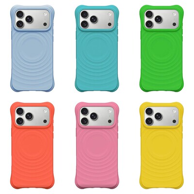炫彩纯色水波纹磁吸适用苹果手机壳iPhone17proma简约16/15/14/13promax防摔plus华强北Magsafe液态保护套