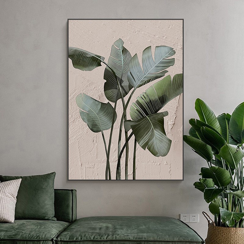 鸟植物玄关装饰画客厅沙发绿植树叶落地大幅走廊过道挂画图片