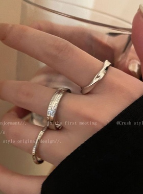 轻奢蝴蝶锆石开口戒指女小众轻奢高级感银色食指环ins风新款手饰