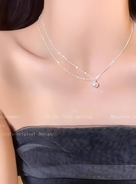 韩系精致复古轻奢项链女百搭高级感珍珠吊坠ins风小众锁骨链饰品