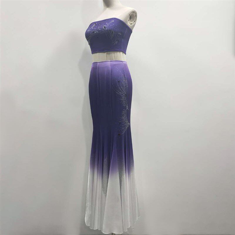 速发傣族舞蹈服装鱼尾裙民族舞蹈艺考服练功练习裙女成人独舞表演