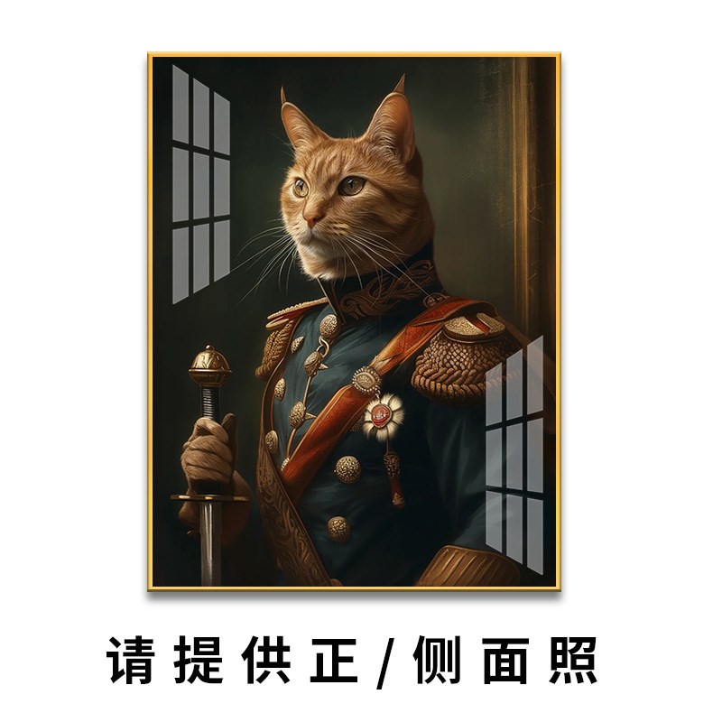 速发萌宠入油画装饰画来图设计猫狗肖像画照片挂墙客厅卧室画图片